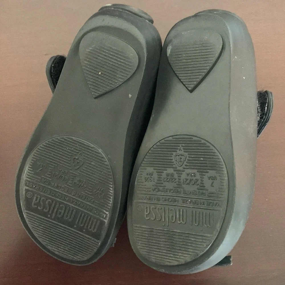 Mini Melissa Black Cat Mary Janes with Pink Insoles and Green Eyes